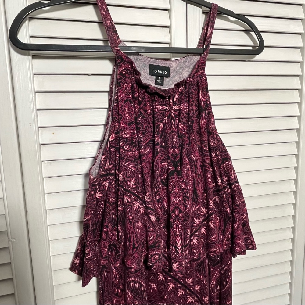 ๐HP๐ Torrid Drape Top Halter Neck Burgundy Maxi Dress, Size 0 - Picture 5 of 14